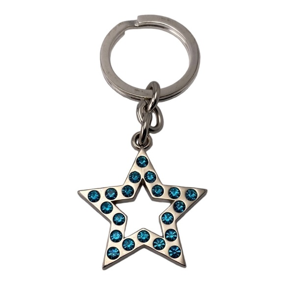 COPY - Coach Retired and Rare Silver Star w Turquoise Crystals Keychain NWOT - Picture 1 of 2